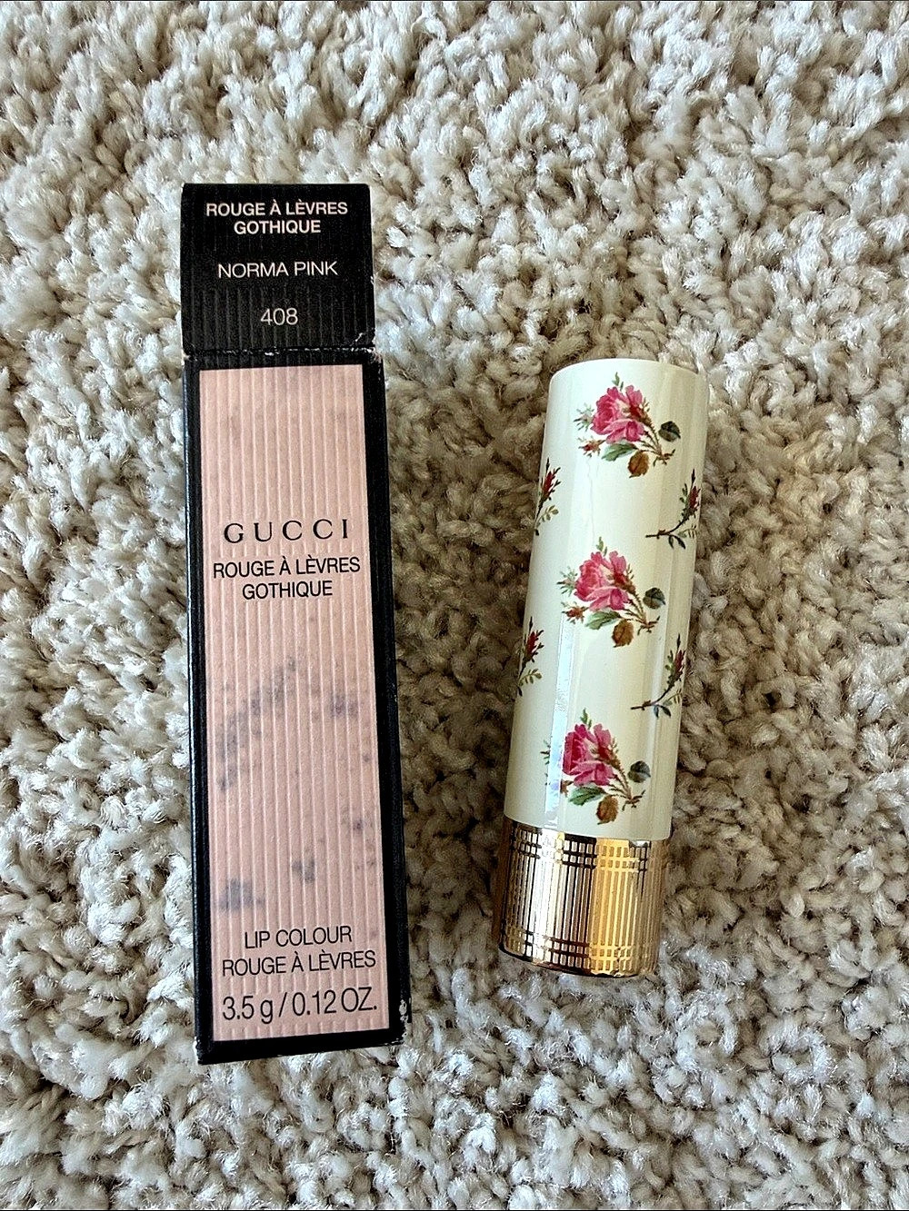 Gucci Rouge à Lèvres Gothique Lipstick 408 Norma Pink NWT